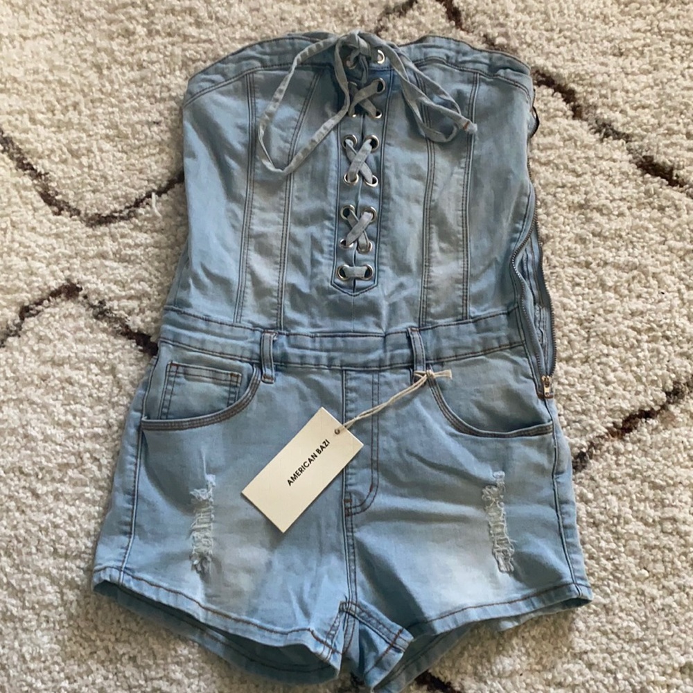 Brand new never worn denim romper